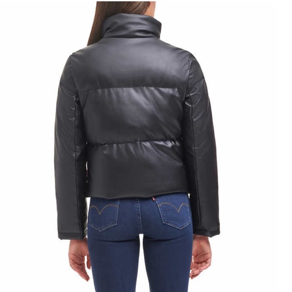 Levi's Ladies Faux Leather Puffer ~ BLACK - Picture 2 of 6